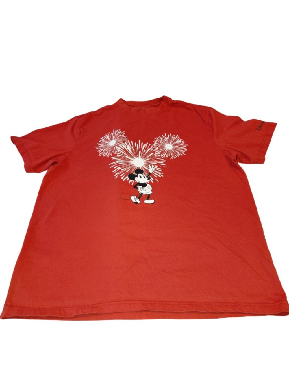 Disney X AE Collab Mickey Mouse Fireworks Graphic Red Tee/T-Shirt Size XL